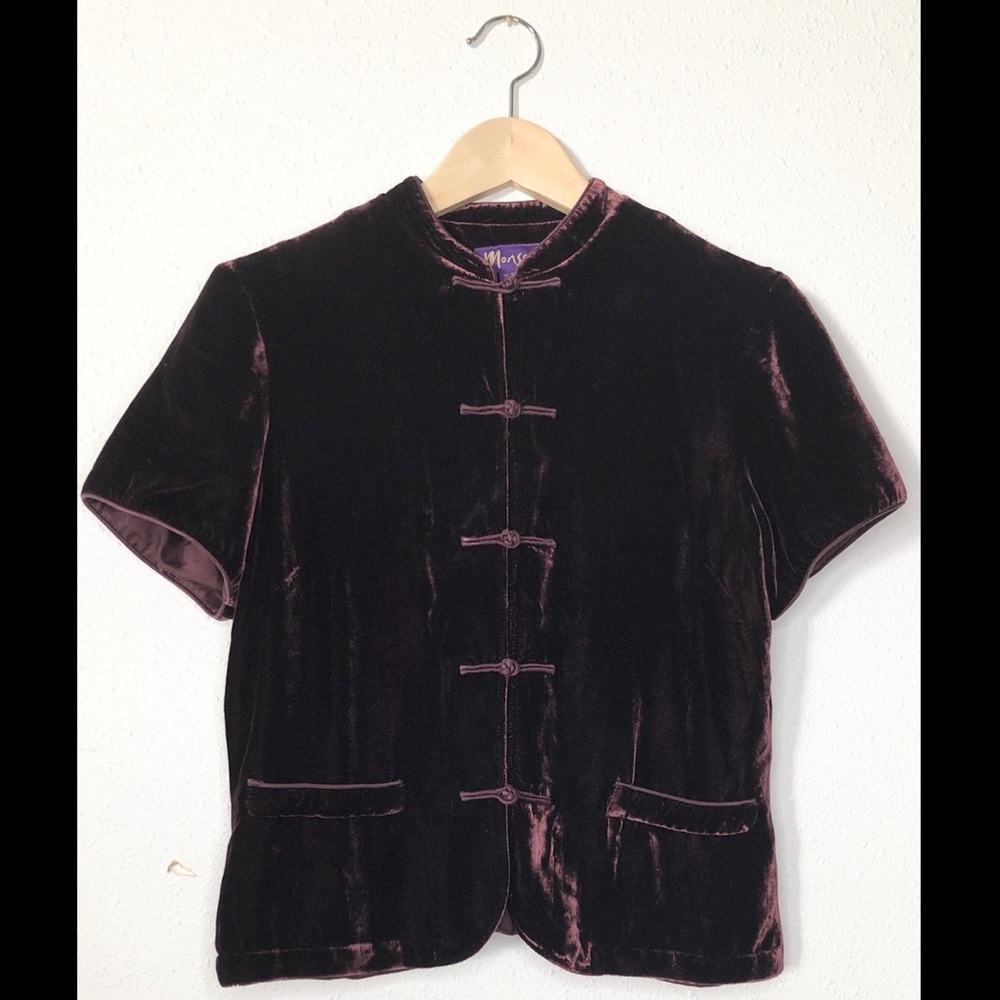 Monsoon Asian Inspired Burgandy Velvet Top SZ8